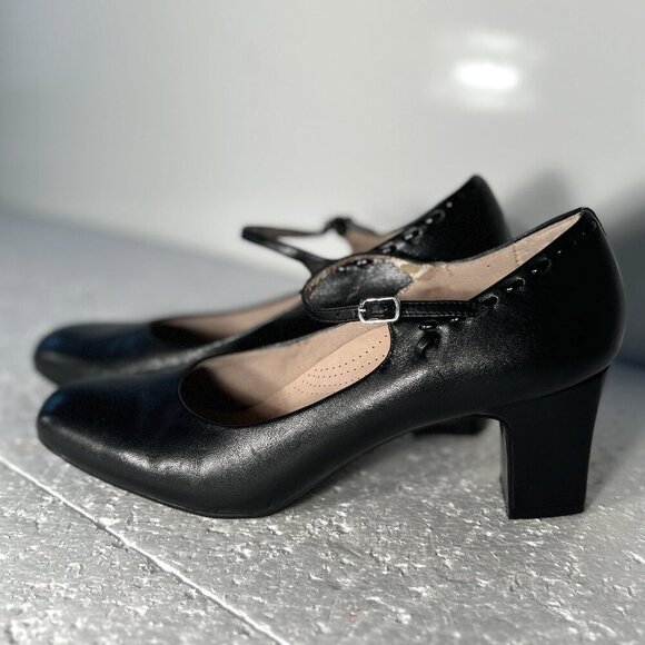 Trotters SZ 9N Black Mary Jane Heels Comfort Office Dressy Retro Wardrobe Staple - Picture 2 of 11